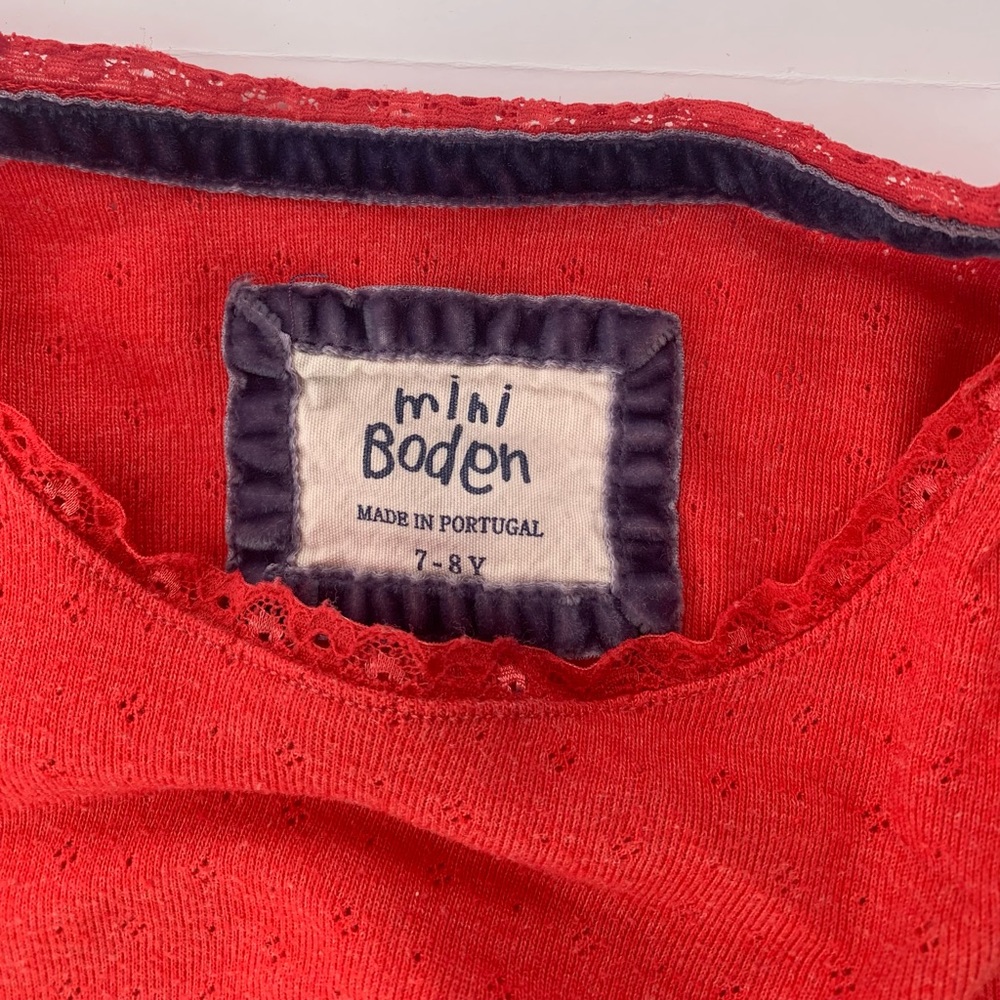 Mini Boden girls pointelle long-sleeve tee